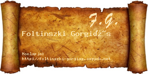 Foltinszki Gorgiás névjegykártya